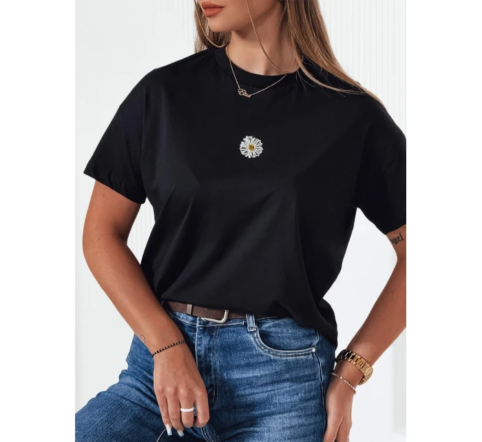Dámské tričko FLORTA černé Dstreet RY2558 Dámské tričko FLORTA černé Dstreet RY2558