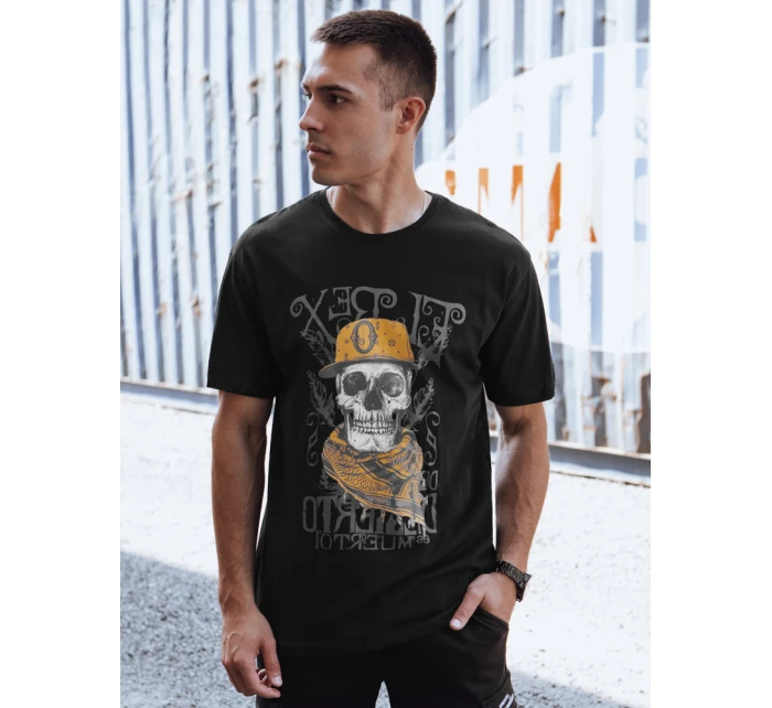 Pánské tričko s potiskem černé Dstreet RX5617 Pánské tričko s potiskem černé Dstreet RX5617