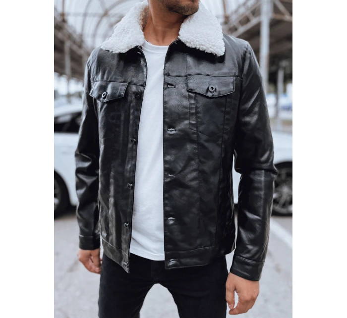 Pánská kožená bunda černá Dstreet TX4704 Pánská kožená bunda černá Dstreet TX4704