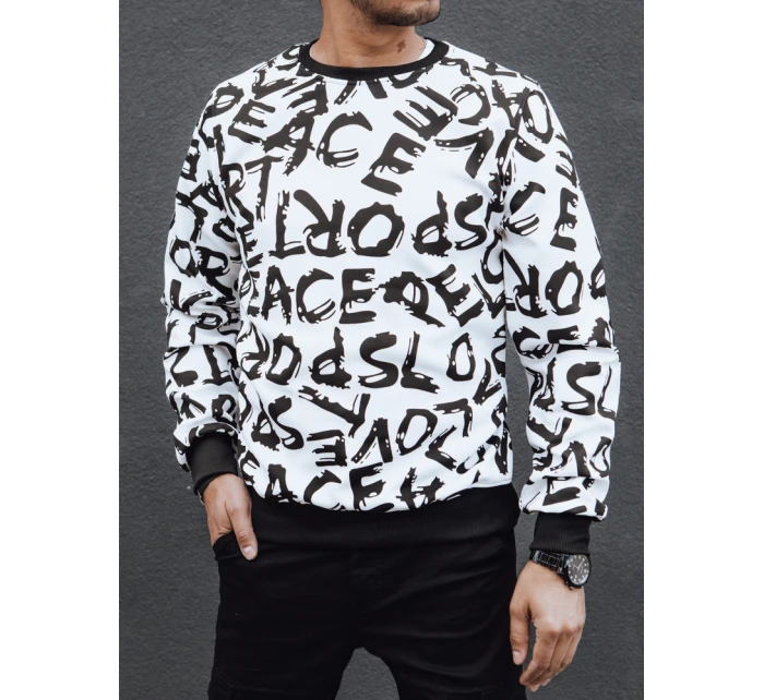 Pánská mikina bez kapuce bílá Dstreet BX5768 Pánská mikina bez kapuce bílá Dstreet BX5768