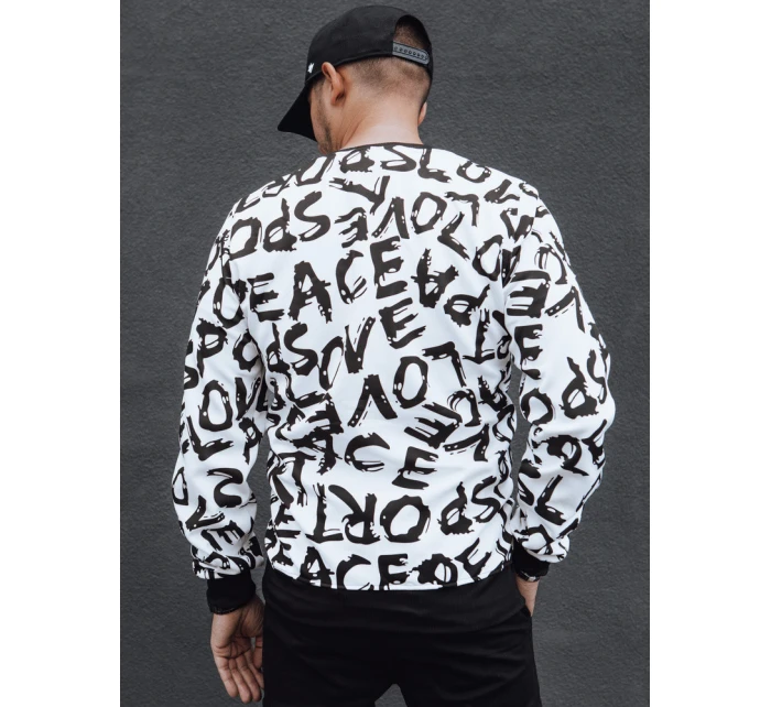 Pánská mikina bez kapuce bílá Dstreet BX5768 Pánská mikina bez kapuce bílá Dstreet BX5768