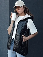 Dámská prošívaná vesta s kapucí COLINE černá FashionStreet TY4462