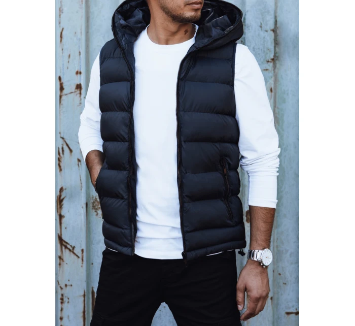 Pánská prošívaná vesta s kapucí tmavě modrá Dstreet TX4751 Pánská prošívaná vesta s kapucí tmavě modrá Dstreet TX4751