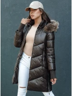 Dámská prošívaná zimní bunda z umělé kožešiny s kapucí LAGOON hnědá Dstreet TY4500