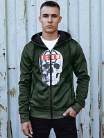 Pánská mikina na zip s kapucí zelená FashionStreet BX5838