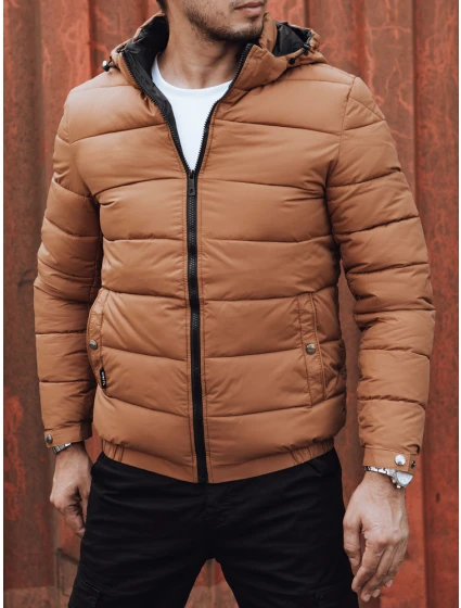 Pánská prošívaná zimní bunda s kapucí camel Dstreet TX4829 Pánská prošívaná zimní bunda s kapucí camel Dstreet TX4829