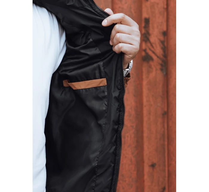 Pánská prošívaná zimní bunda s kapucí camel Dstreet TX4829 Pánská prošívaná zimní bunda s kapucí camel Dstreet TX4829