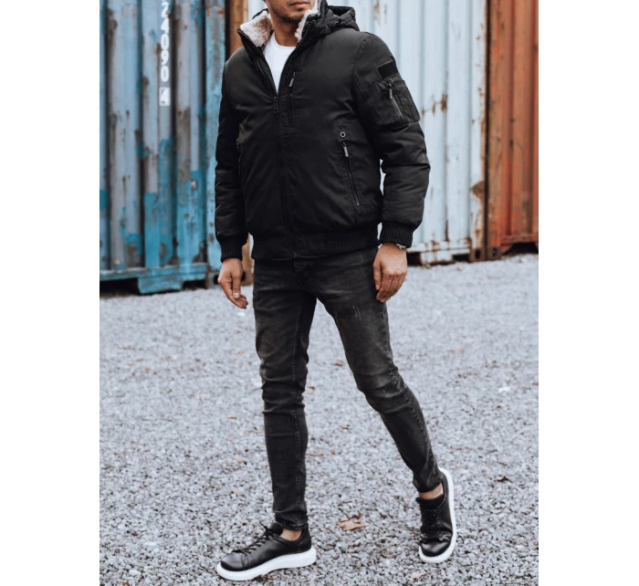 Pánská zimní bunda s odepínací kapucí černá Dstreet TX4837 Pánská zimní bunda s odepínací kapucí černá Dstreet TX4837