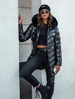 Dámská prošívaná zimní bunda s kapucí CRYSTAL černá FashionStreet TY4584