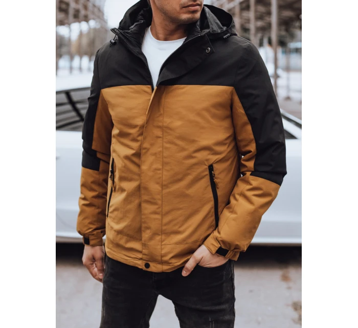 Pánská zimní bunda s kapucí v barvě camel Dstreet TX4898 Pánská zimní bunda s kapucí v barvě camel Dstreet TX4898
