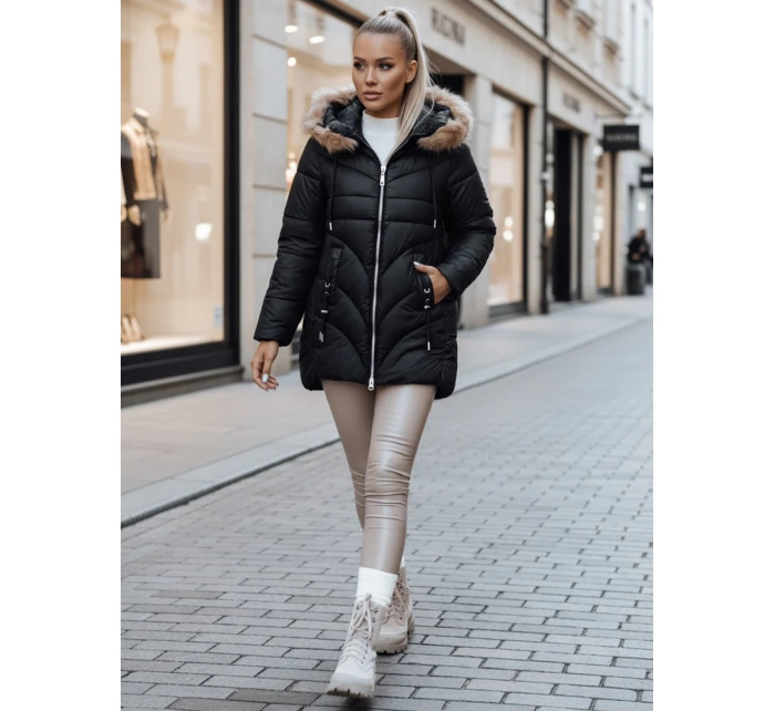 Dámská zimní bunda MELOMA prošívaná s kapucí černá Dstreet TY4713 Dámská zimní bunda MELOMA prošívaná s kapucí černá Dstreet TY4713
