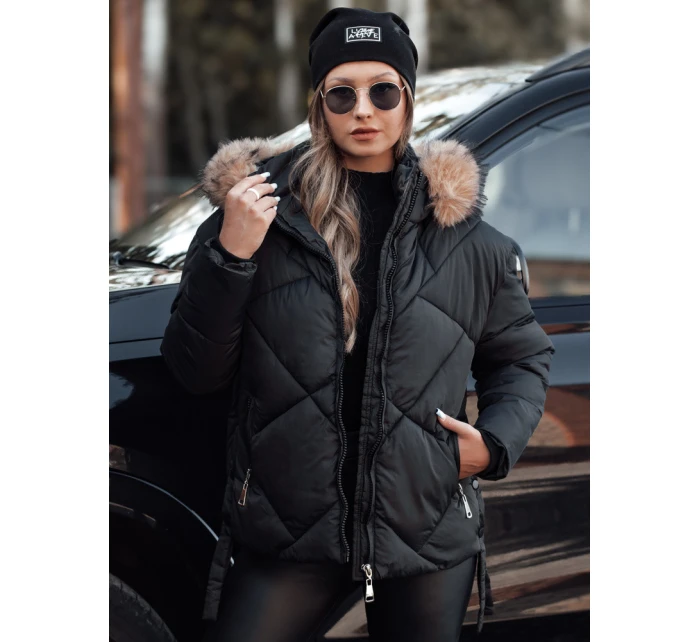 Dámská zimní bunda LESISI prošívaná s kapucí černá Dstreet TY4716 Dámská zimní bunda LESISI prošívaná s kapucí černá Dstreet TY4716