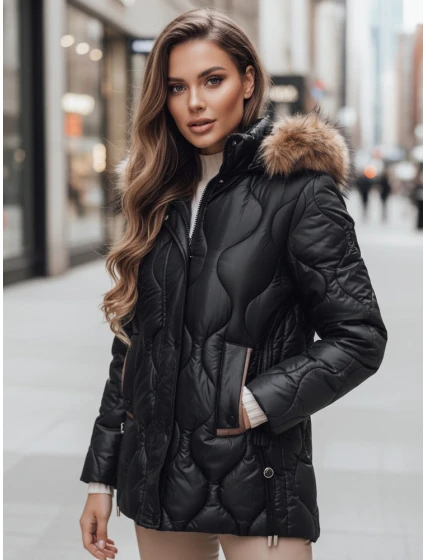 Dámská zimní bunda LUMORE prošívaná s kapucí černá Dstreet TY4723 Dámská zimní bunda LUMORE prošívaná s kapucí černá Dstreet TY4723