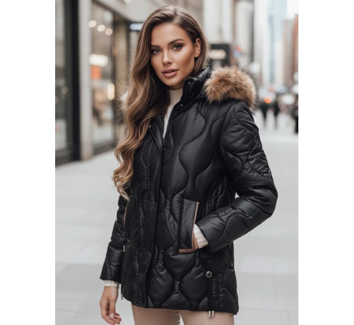 Dámská zimní bunda LUMORE prošívaná s kapucí černá Dstreet TY4723 Dámská zimní bunda LUMORE prošívaná s kapucí černá Dstreet TY4723