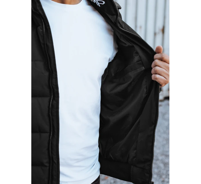 Pánská prošívaná zimní bunda s kapucí černá Dstreet TX4948 Pánská prošívaná zimní bunda s kapucí černá Dstreet TX4948