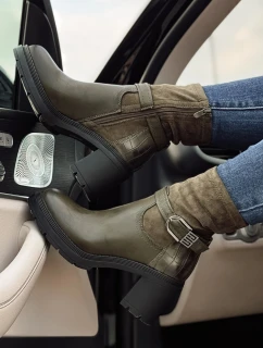 Dámské boty NOIRSTEP na podpatku zelené Dstreet ZY0525