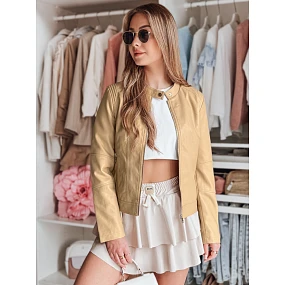 Dámská kožená bunda s kapucí beige Dstreet model 21981903 - FashionStreet