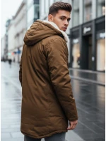 Pánská zimní bunda parka s kapucí hnědá Dstreet TX4972