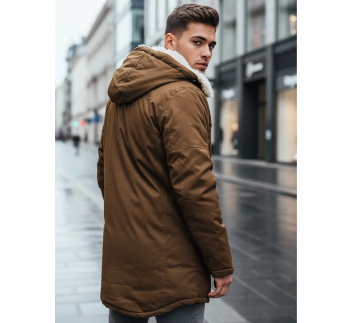 Pánská zimní bunda parka s kapucí hnědá Dstreet TX4972 Pánská zimní bunda parka s kapucí hnědá Dstreet TX4972