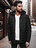 Pánská přechodná prošívaná bunda s kapucí černá FashionStreet TX4998