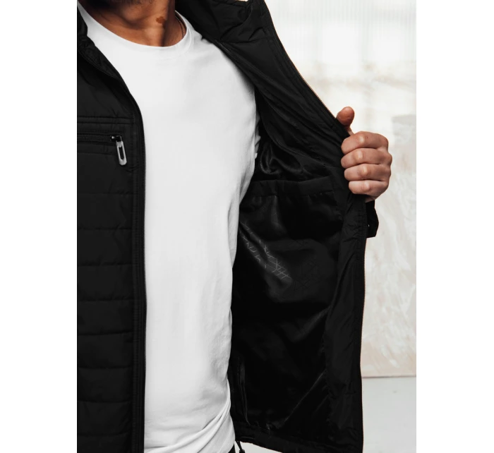 Pánská prošívaná bunda s kapucí černá Dstreet TX5009 Pánská prošívaná bunda s kapucí černá Dstreet TX5009