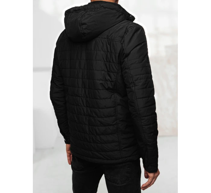 Pánská prošívaná bunda s kapucí černá Dstreet TX5009 Pánská prošívaná bunda s kapucí černá Dstreet TX5009