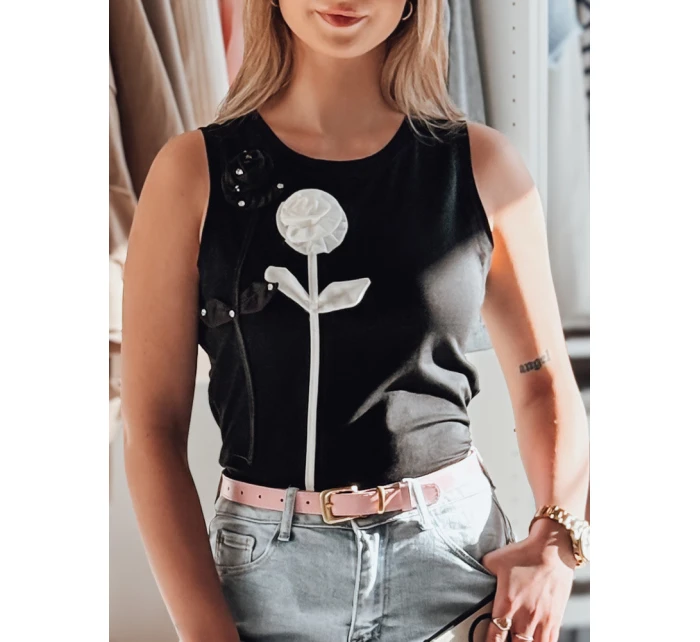 PETITO černá Dstreet dámské květované tričko bez ramínek RY2731 PETITO černá Dstreet dámské květované tričko bez ramínek RY2731