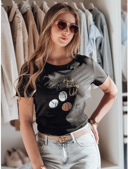 Dámské tričko LUMIFIT s pudlem černé FashionStreet RY2736 Dámské tričko LUMIFIT s pudlem černé FashionStreet RY2736