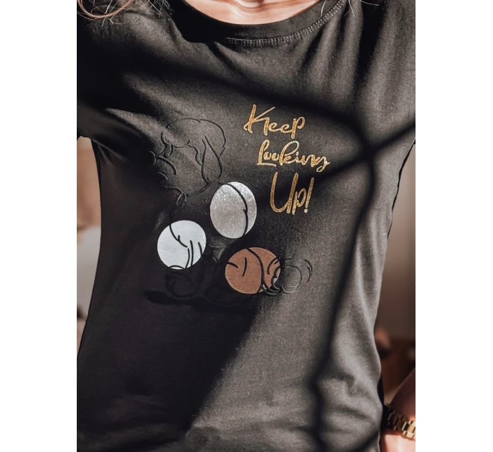 Dámské tričko LUMIFIT s pudlem černé FashionStreet RY2736 Dámské tričko LUMIFIT s pudlem černé FashionStreet RY2736