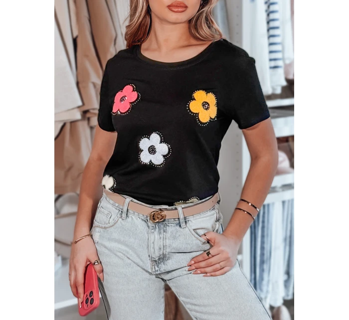 Dámské květované tričko DAISYLA černá Dstreet RY2744 Dámské květované tričko DAISYLA černá Dstreet RY2744