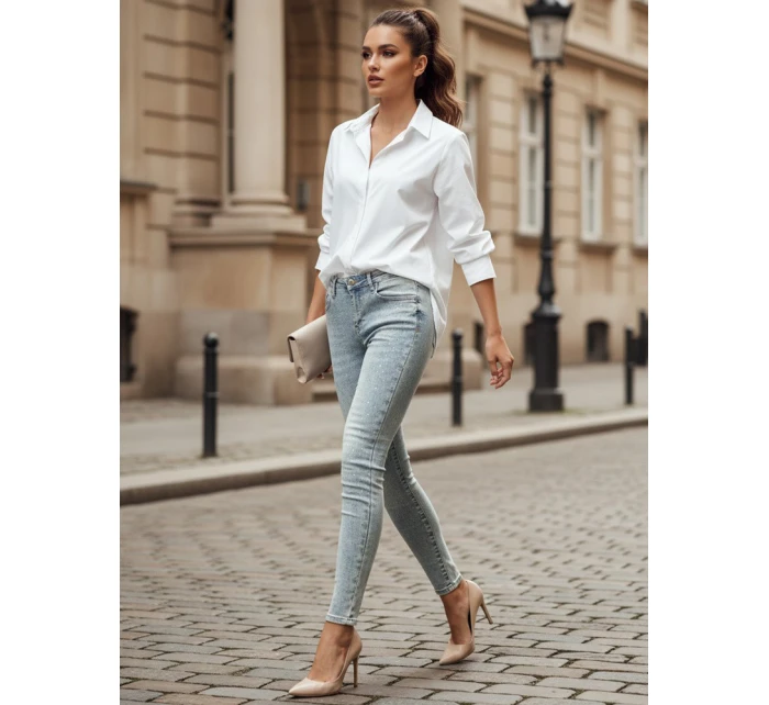 Dámské džínové úzké kalhoty s ozdobou GLAMSKIN modré Dstreet UY2441 Dámské džínové úzké kalhoty s ozdobou GLAMSKIN modré Dstreet UY2441