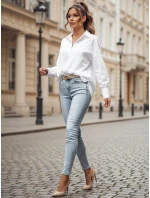 Dámské džínové úzké kalhoty s ozdobou GLAMSKIN modré Dstreet UY2442