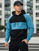 Pánská základní mikina s kapucí s černými a námořnickými pruhy FashionStreet BX5899