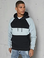 Pánská základní mikina s kapucí s modrými a černými pruhy FashionStreet BX5900