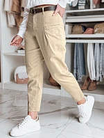 Dámské bavlněné chinos kalhoty CHINOSKA tmavě béžové FashionStreet UY2556