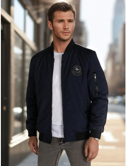 Pánská přechodná bunda bomber modrá Dstreet TX5019 Pánská přechodná bunda bomber modrá Dstreet TX5019
