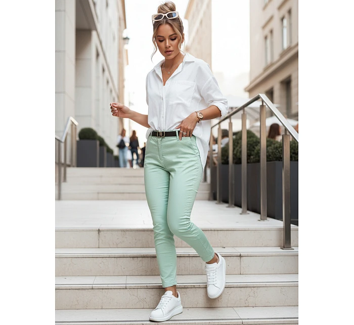 Dámské kalhoty chinos s páskem LINESKA mint FashionStreet UY2574 Dámské kalhoty chinos s páskem LINESKA mint FashionStreet UY2574