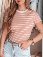 Dámské základní pruhované tričko LINESS pink Dstreet RY2809