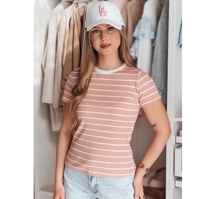 Dámské základní pruhované tričko LINESS pink Dstreet RY2809 Dámské základní pruhované tričko LINESS pink Dstreet RY2809