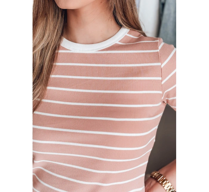 Dámské základní pruhované tričko LINESS pink Dstreet RY2809 Dámské základní pruhované tričko LINESS pink Dstreet RY2809