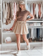 Dámské základní pruhované tričko LINESS hnědé Dstreet RY2810