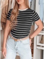 Dámské základní pruhované tričko LINESS černé Dstreet RY2817