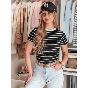 Dámské základní pruhované tričko černé Dstreet model 21986854 - FashionStreet Dámské základní pruhované tričko černé Dstreet model 21986854 - FashionStreet