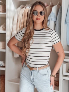 Dámské základní pruhované tričko LINESS bílé Dstreet RY2818