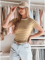 LINESS dámské pruhované basic tričko camellia Dstreet RY2819 LINESS dámské pruhované basic tričko camellia Dstreet RY2819