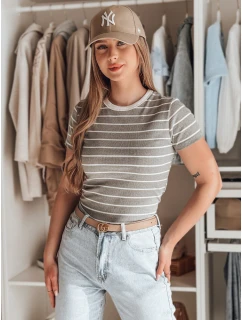 Dámské základní pruhované tričko LINESS šedé Dstreet RY2821