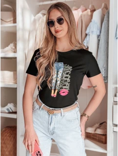 Dámské tričko s potiskem TRENDAY černé Dstreet RY2824