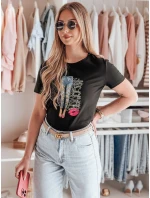 Dámské tričko s potiskem TRENDAY černé Dstreet RY2824