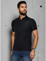 Pánská polokošile s nášivkou černá Dstreet PX0624 Pánská polokošile s nášivkou černá Dstreet PX0624