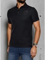 Pánská polokošile s nášivkou černá Dstreet PX0624 Pánská polokošile s nášivkou černá Dstreet PX0624